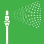 white vector image of a misting system on a green background